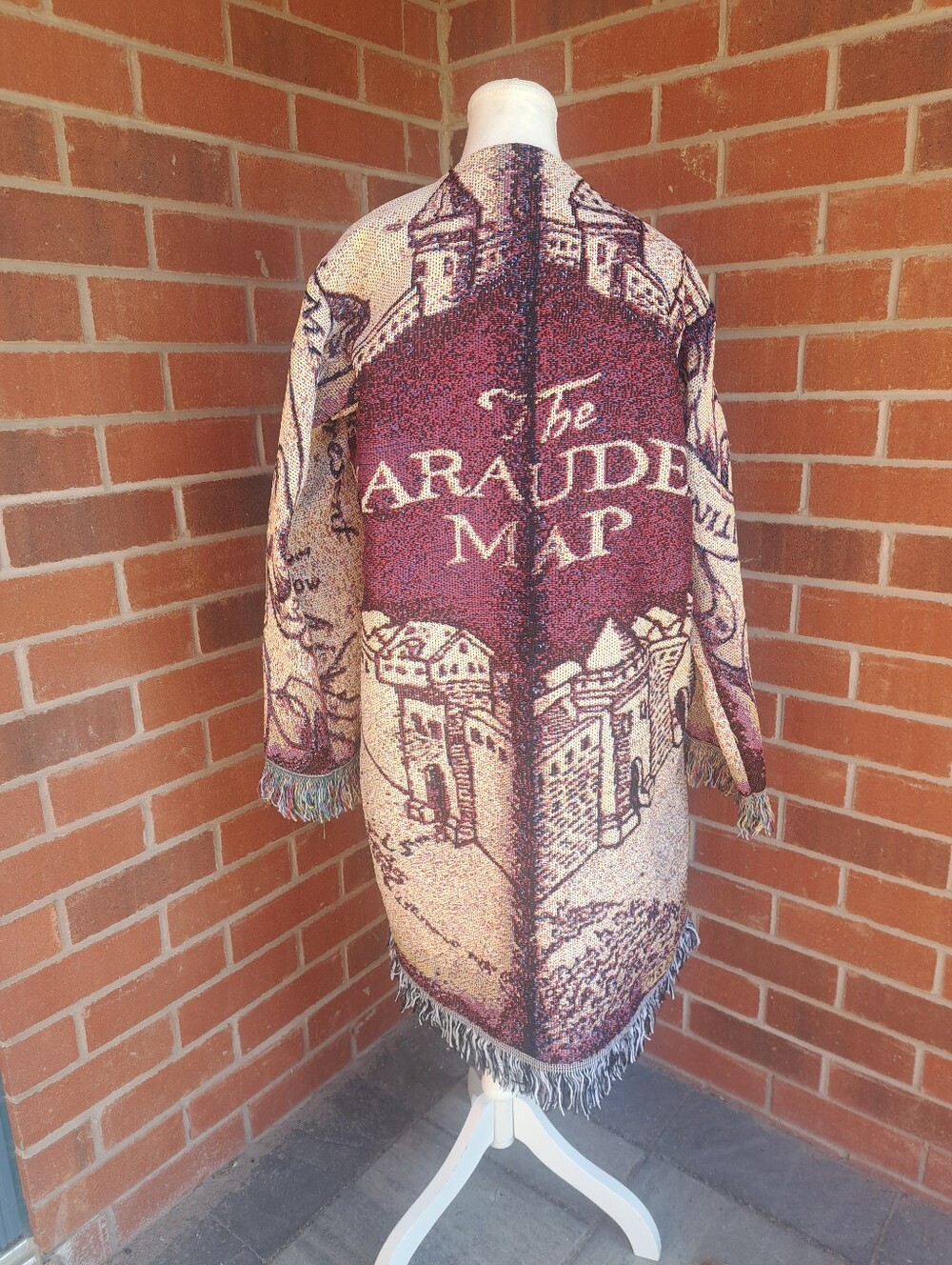 Harry Potter Marauders Map Upcycled Tapestry Blanket Jacket
